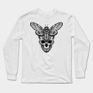 Moth Insect Scull Long Sleeve T-Shirt